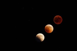The three stages of a total lunar eclipse in Malta, July 2018.
