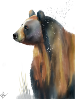 The Northern Bear. Digital drawing with watercolors.